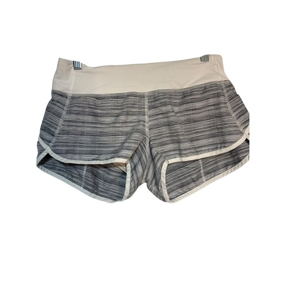 Lululemon Womens Striped Athletic Running Shorts With Zip Pocket White/Gray Size - Picture 1 of 5